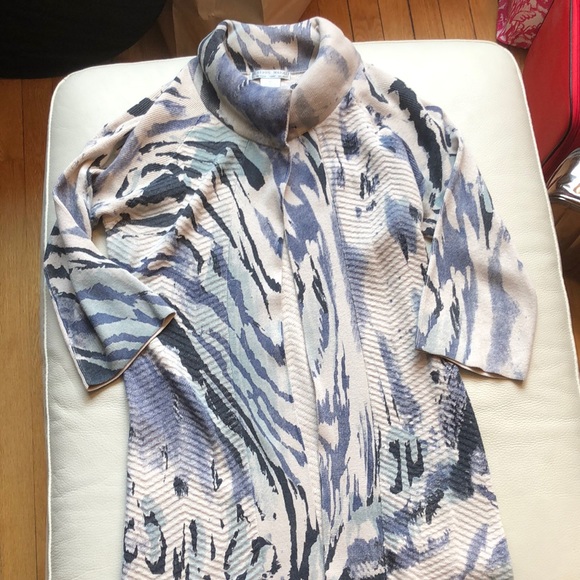 Alberto Makali Sweaters - Alberto Makali  beige/blue long open cardigan